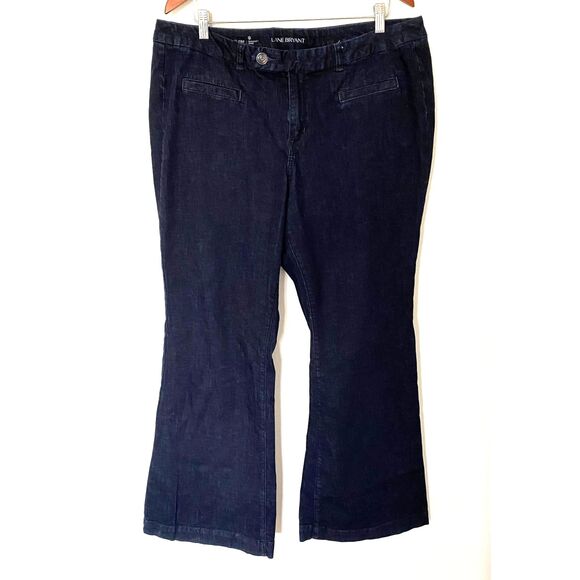 Lane Bryant Flare Genius Fit Stretchy Blue Denim Jeans for a Flattering Fit 20 - Picture 1 of 9
